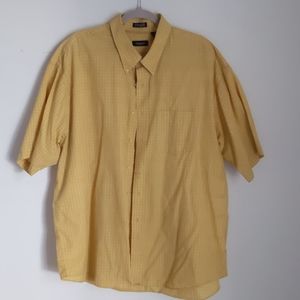 Van Heusen Men's Shirt Size XXL 18-18 1/2 Short Sleeve Plaid Button Yellow Tall